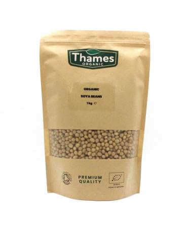 Organic Soya Beans No Additives No Preservatives Raw High Fibre High Protein Vegan GMO-Free - Perfect for Plant-Based Recipes - Thames Organic 1 kg 1 kg (Pack of 1)