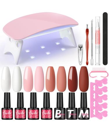 Coscelia UV nail polish set with lamp 6W 4 colors pink nude uv gel nail polish gelnail starter set with base matt and top coat nail art starter set kac0259