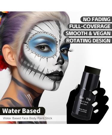 Go Ho Water Based Black Face Paint Stick - 1.06 Oz Non-toxic Cream Makeup for Adults & Children - Washable & Full-coverage Body Paint Stick for Theater, Halloween, SFX, Cosplay - Buy Online on SooperMarket.com