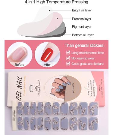 Kalolary 20PCS Nail Gel Polish Wraps | Self-Adhesive Nail Stickers with File and Stick | UV/LED Lamp Required | NJTZ-NG200284 - Buy Online on SooperMarket.com