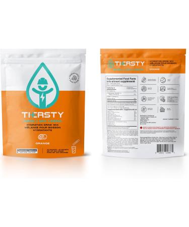 Thersty Electrolyte Powder ZERO Sugar Electrolyte Packets Designed for Rapid Hydration. All Natural Ingredients and Trusted by the World s most Demanding Insustries 40 Servings - Orange - Buy Online on SooperMarket.com