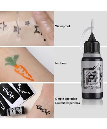 STIGMA Temporary Tattoo Kit - 10 Color Inks, 84 Stencils, DIY Body Paint and Fake Tattoos for Women and Kids - Buy Online on SooperMarket.com