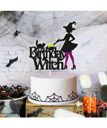 Halloween Birthday Witch Cake Topper for Ghost Bat Cat Themed Girl Lady Women Happy Halloween Birthday Cake Decoration Witches Autumn Fall Season All Souls' Day Bday Party Celebration Supplies - Buy Online on SooperMarket.com