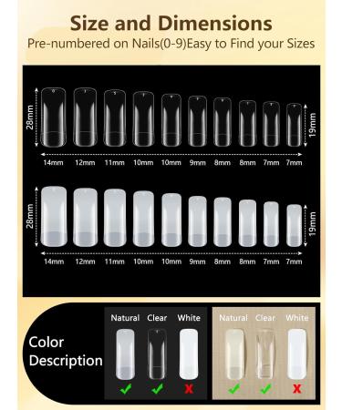 Deciniee Acrylic Nail Kit - 1000 Clear & Natural Fake Nails for French Manicure - 10 Sizes Extension Tips with Box - Women's Press on Coffin Nails - Buy Online on SooperMarket.com