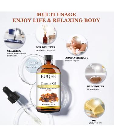 Premium Myrrh Essential Oil 118mL - Pure Natural Plant Extract for Diffuser, Soap, Candle Making - Glass Dropper Included - Buy Online on SooperMarket.com