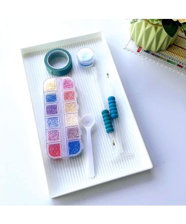 2 pcs 10x6 inch Diamond Painting Tray Organizer - Extra Large Plastic Trays for Beads & Diamond Art Accessories - DIY Gem Art Craft Tools - White (2 Trays 1 Spoon) - Buy Online on SooperMarket.com