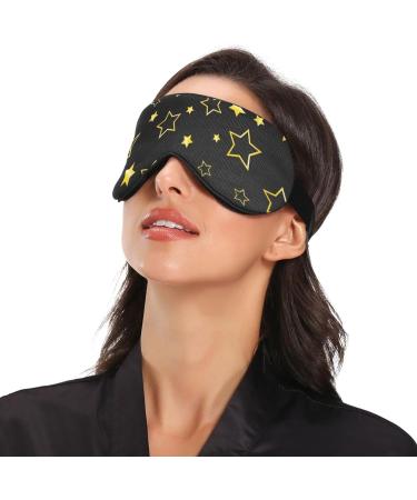 Haskirky Light Blocking Eye Mask for Deep Sleep and Relaxation - Adjustable Men and Women Travel Mask for Business Trips, Yoga, and Meditation - Breathable & Comfortable - Black Stars - Buy Online on SooperMarket.com