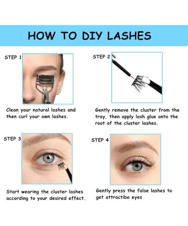 SISILILY 45 Cluster Lashes C Curl DIY Eyelash Extension Kit | Reusable 3D False Eyelashes with Glue and Tweezer | 10/12/14/15/16mm Length | DM04 - Buy Online on SooperMarket.com