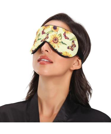 Haskirky Light Blocking Eye Mask for Adults - Breathable, Adjustable, Perfect for Travel, Yoga, Meditation, Office, and Deep Sleep - Sunflower Butterf - Buy Online on SooperMarket.com