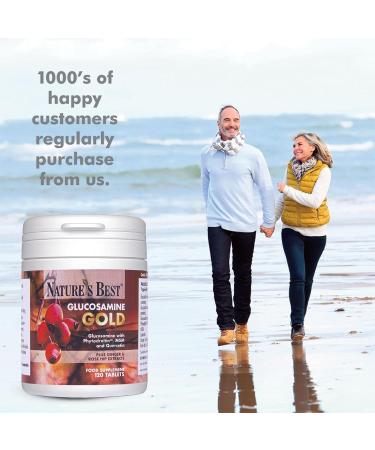 Glucosamine Gold | High Strength 1400mg 100% Plant-Based | 120 Tablets | All-in-one Formula with Phytodroitin Chondroitin Ginger rosehips and quercetin | Taste Free Tablets | Made in The UK - Buy Online on SooperMarket.com