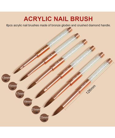 Saviland 6PCS Kolinsky Acrylic Nail Brush Set for Acrylic Powder Application - Sizes 4/6/8/10/12/14 - Buy Online on SooperMarket.com