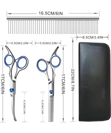 Jiasoval 4-in-1 Dog Grooming Kit with Safety Round Tip - Professional Scissors Set for Dogs & Cats - Includes Steel Comb and Leather Pouch - Buy Online on SooperMarket.com