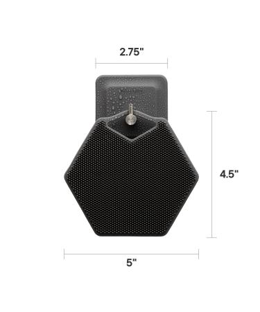 Tooletries Silicone Body Scrubber & Storage Hook - Charcoal | Shower Bathroom Organizer with Silicone-Grip Technology - Buy Online on SooperMarket.com
