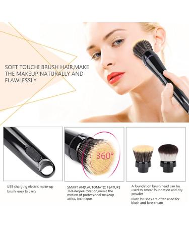Electric Makeup Brush Automatic Rotating Makeup Brush with Foundation & Blusher Brush Heads for Liquid Cream Powder Based Make Up for All Skin Types - Buy Online on SooperMarket.com