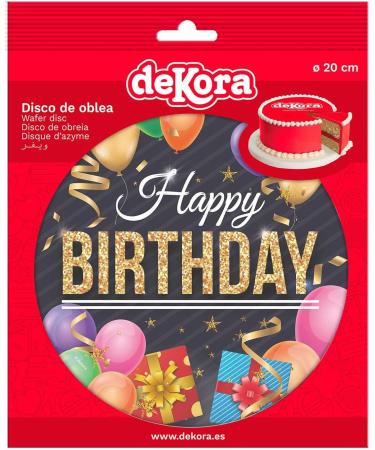 Dekora Happy Birthday Wafer Disc for Cake Edible Cake Topper for Birthday Cake Round 20 CM - Buy Online on SooperMarket.com
