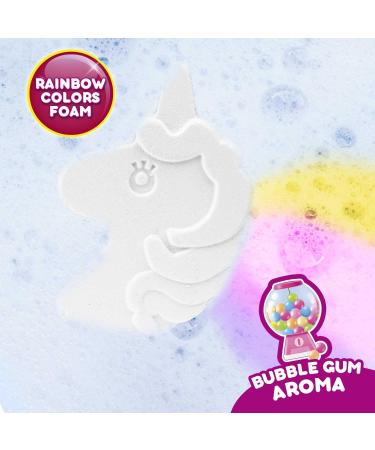 Shop Inkee Foamy Unicorn Bath Bomb - Fun 60g Unicorn Shaped Bathing Ball in Pink Yellow & Purple with Chewing Gum Fragrance and Almond Oil - Perfect for Kids! - Buy Online on SooperMarket.com