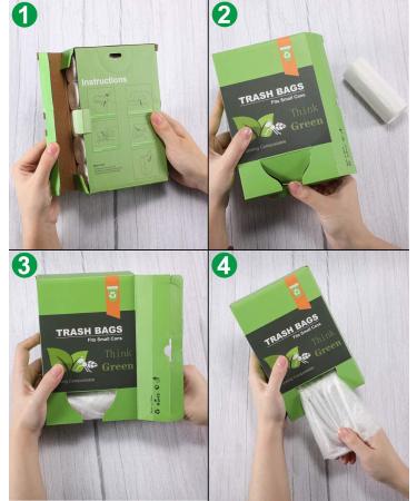 1.2 Gallon Compostable Trash Bags - Small Strong Garbage Bags for Bathroom, Office, Kitchen - Fits 4.5-5 Liter Cans - White Compost Bags - Buy Online on SooperMarket.com