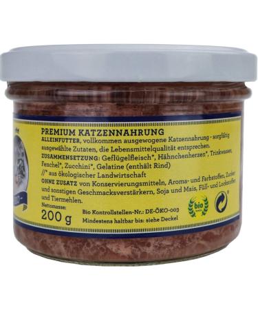 Mau Organic Cat Food Geiles Fressi 2 x 200 g with Poultry Chicken Fennel and Zucchini in Resealable Glass - Buy Online on SooperMarket.com