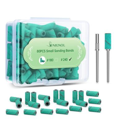 Small Sanding Bands for Nail Drill 240 Fine Grit Mini Sanding Bands with 3.1mm Mandrel Bit 80Pcs Nail Sanding Bands Nail File Drill Bits Set for Acrylic Nail Gel Removing Shaping Manicure Green Green #240 Grit