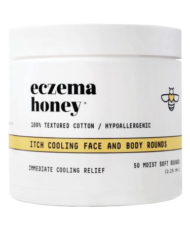 ECZEMA HONEY Itch Cooling Face & Body Rounds - Anti Itch Cotton Face Pads - Moisturizer for Eczema, Dry & Sensitive Skin (50 Cotton Rounds)