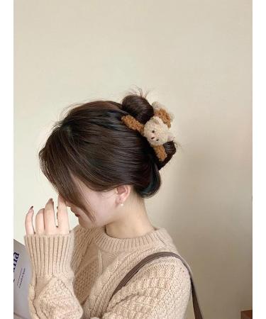 3 Pcs 4.72 Inch Large Plush Bear Hair Claw Clips - Cute & Strong Hold Hairpins for Women and Girls - Stylish Hair Accessories for Thick and Thin Hair - Buy Online on SooperMarket.com