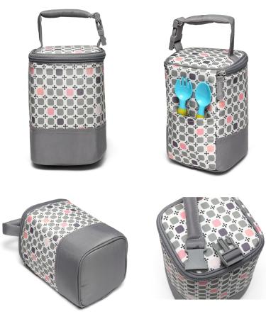 LCY Insulated Baby Bottle Cooler Bag | Holds 4 Bottles | Grey & Pink Dots - Buy Online on SooperMarket.com