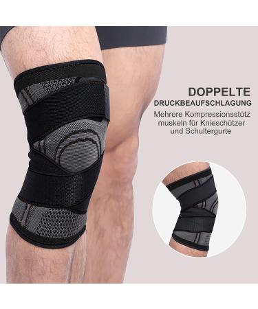 Sports Knee Support - Adjustable Straps Pain Relief for Men & Women 2-Piece Set for Meniscus Tear Arthritis Running & Climbing (Black M) - Buy Online on SooperMarket.com