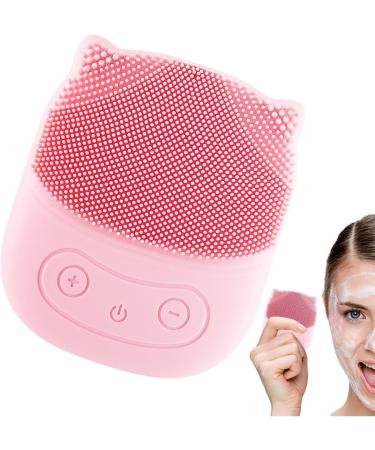 Geteawily Facial Scrubber | Penguin Shape Vibrating Face Scrub Brush - Rechargeable Wash Brush for Deep Cleaning Skin Waterproof Skin Care Face Brushes Pink - Buy Online on SooperMarket.com