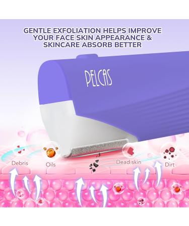 PELCAS Electric Dermaplaning Tool with LED Light - Mini Facial Razor 3 Speeds for Peach Fuzz & Exfoliation - At Home Hair Removal System for Women - 6 Blades BV18-712 Purple - Buy Online on SooperMarket.com