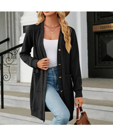 Gefomuofe Cardigan Women's Long Cardigan Lightweight Loose Cardigan Long Cardigan Women's Lightweight Loose Casual Cardigan Sun Protection Shirt Holiday Beach Blouse M Black - Buy Online on SooperMarket.com