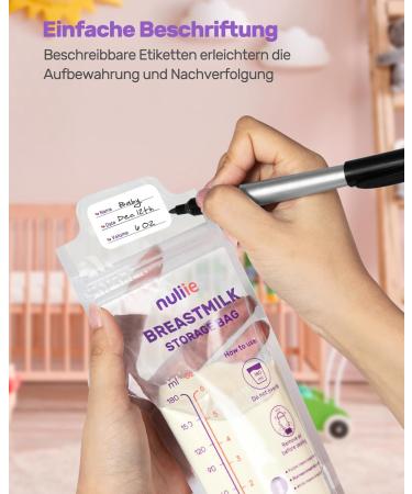 Nuliie 120-Piece BPA-Free Breast Milk Storage Bags - Temperature-Sensitive Spout-Proof Space-Saving (180ml) - Ideal for Breastfeeding - Buy Online on SooperMarket.com