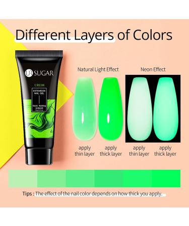 Ur Sugar Polygel Set Neon - 6 Color Nail Extension Gel Tubes | Green & Yellow Builder Gel for Perfect Nails | International Shipping Available - Buy Online on SooperMarket.com