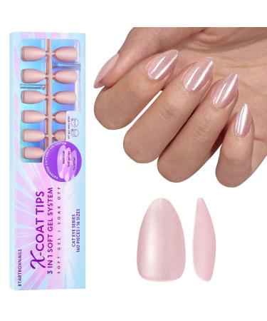 Almond Press On Nails - BTArtboxnails Short Nail Tips Cat Eye XCOATTIPS Pre-applied Tip Primer Soak Off Acrylic Fake Nails Glue On Nails In 16 Sizes - 160 Nail Extension Bling Baby C-Bling Baby Short Almond