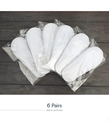 6 Pairs White Disposable Spa Slippers | Summer Cotton, Non-Slip, Breathable | Men and Women - Great for Hotel Guests and Travel - Buy Online on SooperMarket.com