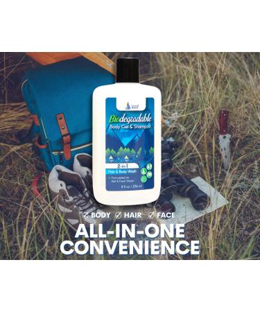 Biodegradable Organic 2-in-1 Shampoo & Body Wash | 8 oz Bottle | For Fresh & Salt Water | No Dyes or Fragrances | Travel Size - Buy Online on SooperMarket.com