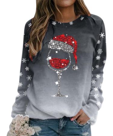 Women's Christmas Snowman Penguin Print Sweatshirt - Grey - Size M - Buy Online on SooperMarket.com