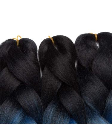 Buy Tess Braids Extensions - 60cm Jumbo Kanekalon Hair Braids (3 Pack: Black/Blue/Pink) for Box Braids - 100g Bundles - Ombre Hair Extensions - Buy Online on SooperMarket.com