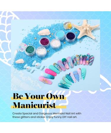 Beetles Mermaid Mantra 20-Color Gel Nail Polish Set with Glitter Soak-Off Shades - Includes Gel Base, Top Coat, Nail Brushes, and Mermaid Stickers - Buy Online on SooperMarket.com
