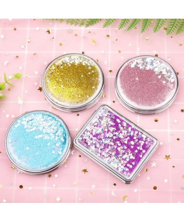 Foldable Round Pocket Makeup Mirror - Magnifying Handheld Compact Mirror for Women and Girls Small Pink ABS Plastic Dual-Sided Portable Design - Buy Online on SooperMarket.com