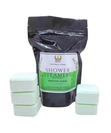 Breathe Clear Menthol Eucalyptus Peppermint Aromatherapy Shower Steamer 2 oz tab 5 count bag Wildfire Aromatics (1)