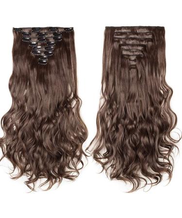 24 Curly Clip-In Hair Extensions - Light Brown Synthetic Hairpiece #24 Inch Curly - Buy Online on SooperMarket.com