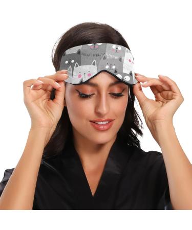 Haskirky Light Blocking Eye Mask - Adjustable Unisex Travel Mask for Deep Sleep, Yoga, and Meditation - Breathable & Comfortable - Cat Grey - Buy Online on SooperMarket.com