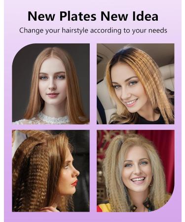 DSHOW Hair Crimper for Women - 4 Interchangeable Plates Volumizing Crimping Iron with 5 Heat Settings 60 Min Auto Off - Perfect for Fluffy Hairstyles - Purple - Buy Online on SooperMarket.com