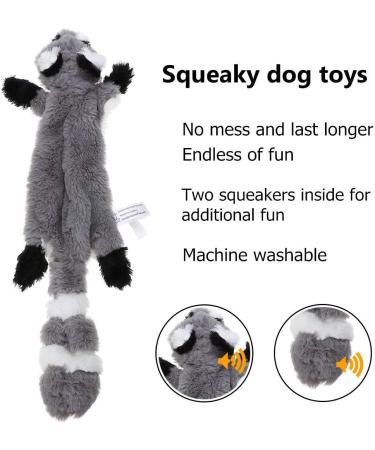 Stuffingless Dog Toy Squirrel Raccoon Squeaky Plush Dog Toy Stuffingless Dog Chew Toy for Small Medium Dogs - 2 Pack 45cm 2 Packs 45cm - Buy Online on SooperMarket.com