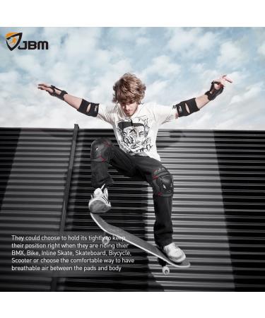 JBM Adult BMX Bike Knee Pads Elbow Pads Wrist Guards Set - Black | Protective Gear for Biking, Riding, Cycling, Multi Sports, Scooter, Skateboard - Buy Online on SooperMarket.com