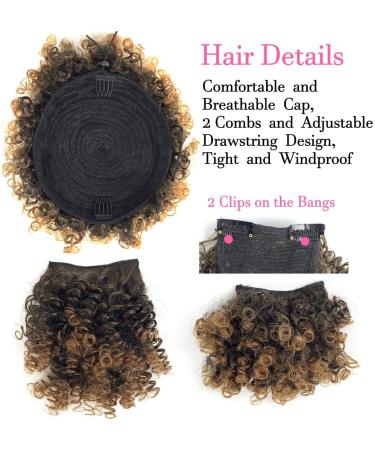 Afro Puff Drawstring Ponytail with 2 Bangs Afro High Puff Bun with Spring Curl Bangs and Afro Puff Bangs Clip in Hairpieces Pineapple Updo Ponytail with Bangs(T1B/30) 1 ponytail+ 2 bangs T1B/30 - Buy Online on SooperMarket.com