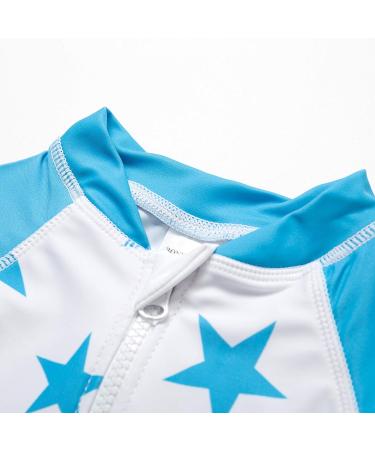 BONVERANO Baby Boys Swimsuit | Long-Sleeve One Piece Swimwear | UPF 50+ Sun Protection | Blue Star | 9-12 Months - Buy Online on SooperMarket.com