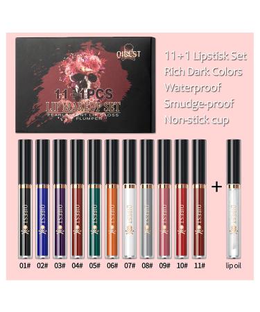 12pcs Matte Liquid Lipstick with Lip Plumper Makeup Sets - Halloween Cosplay Lip Gloss Set - Buy Online on SooperMarket.com