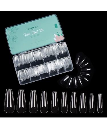TOMICCA Clear Coffin Nail Tips Full Cover  500pcs Long Acrylic Fake Nails Ballerina Nails Tips 10 Sizes Artificial False Nails for Nail Extension  Acrylic Nails for Salons and DIY Nail Art