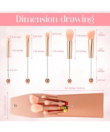 5 Piece Beadable Makeup Brush Kit - Metal Handle Cosmetic Brushes with Travel Bag - Perfect Gift for Weddings Bridal Showers & Parties - Buy Online on SooperMarket.com